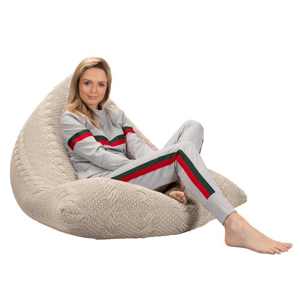 Sitzsack XXL Gaming - Gestrickte Cable Creme - Image 3