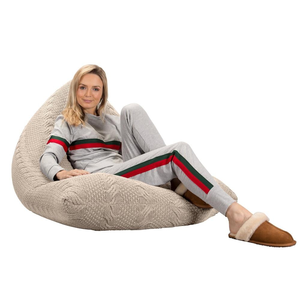 Sitzsack XXL Gaming - Gestrickte Cable Creme - Image 4