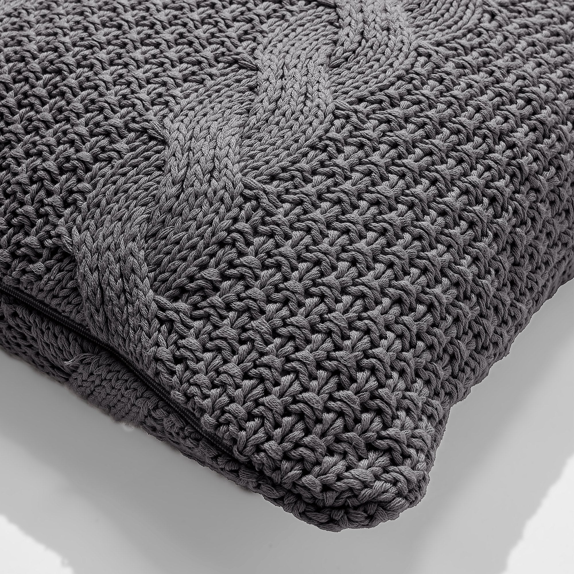 Dekokissen / Sofa Kissenbezug 47 x 47cm - Gestrickte Cable Grau - Image 2