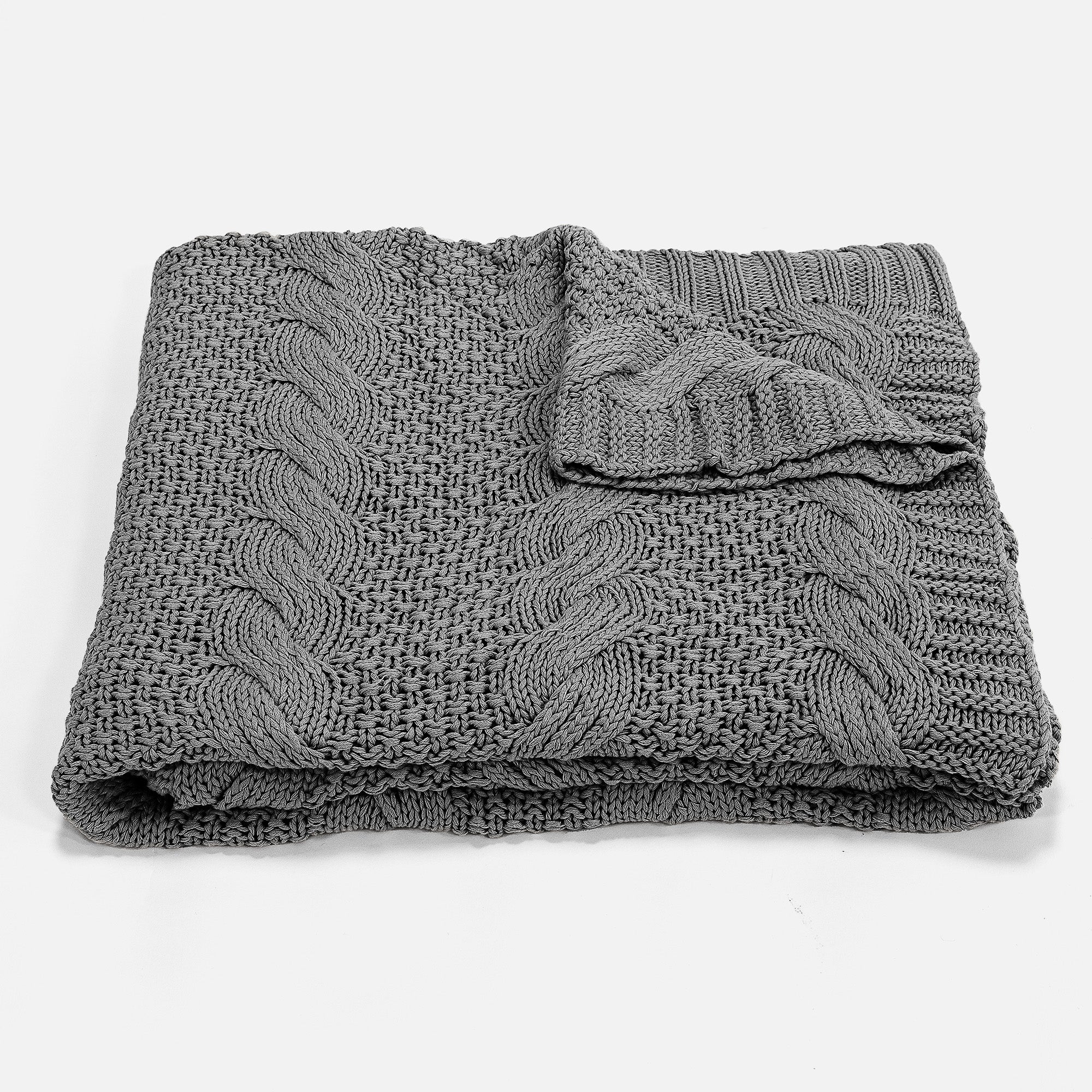 Kuscheldecke / Tagesdecke - Gestrickte Cable Grau - Image 3
