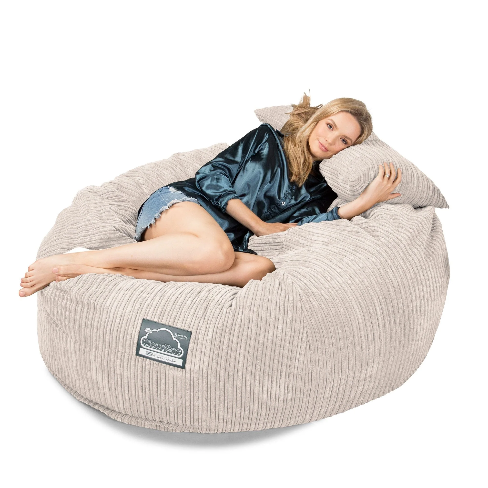 CloudSac 1010 Riesen Memory-Schaum XXL Sitzsacksofa - Cord Elfenbein - Image 2