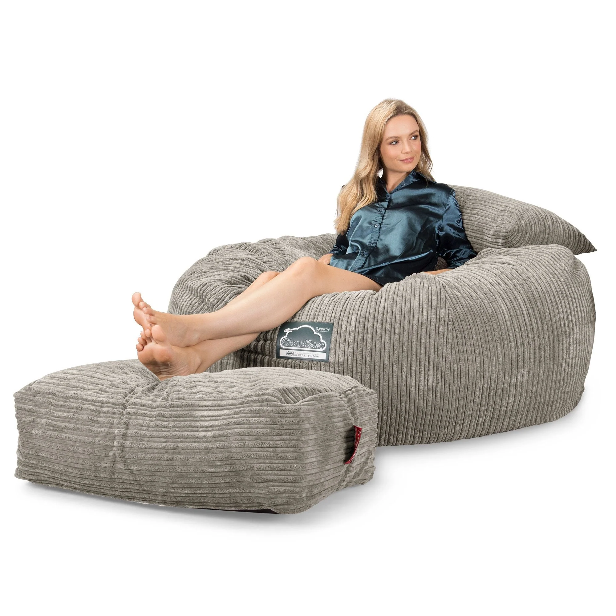 CloudSac 1010 Riesen Memory-Schaum XXL Sitzsacksofa - Cord Nerzfarben - Image 3