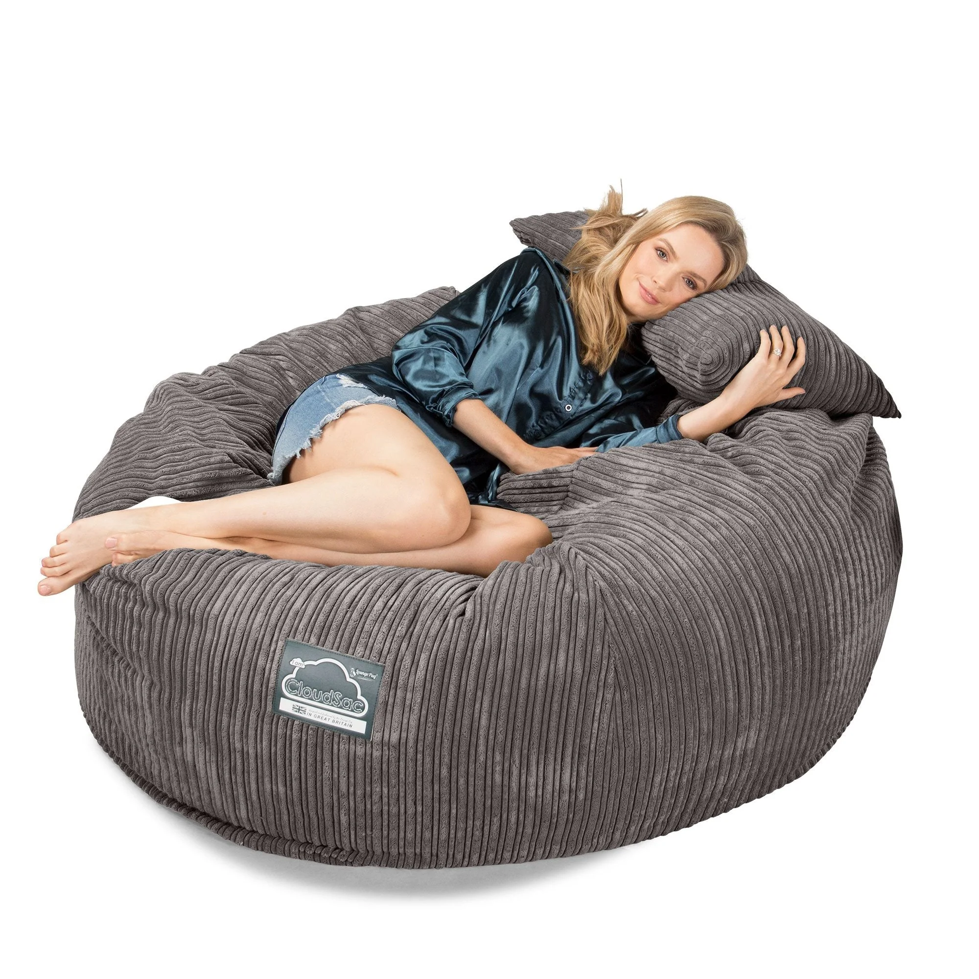 CloudSac 1010 Riesen Memory-Schaum XXL Sitzsacksofa - Cord Graphitgrau - Image 2