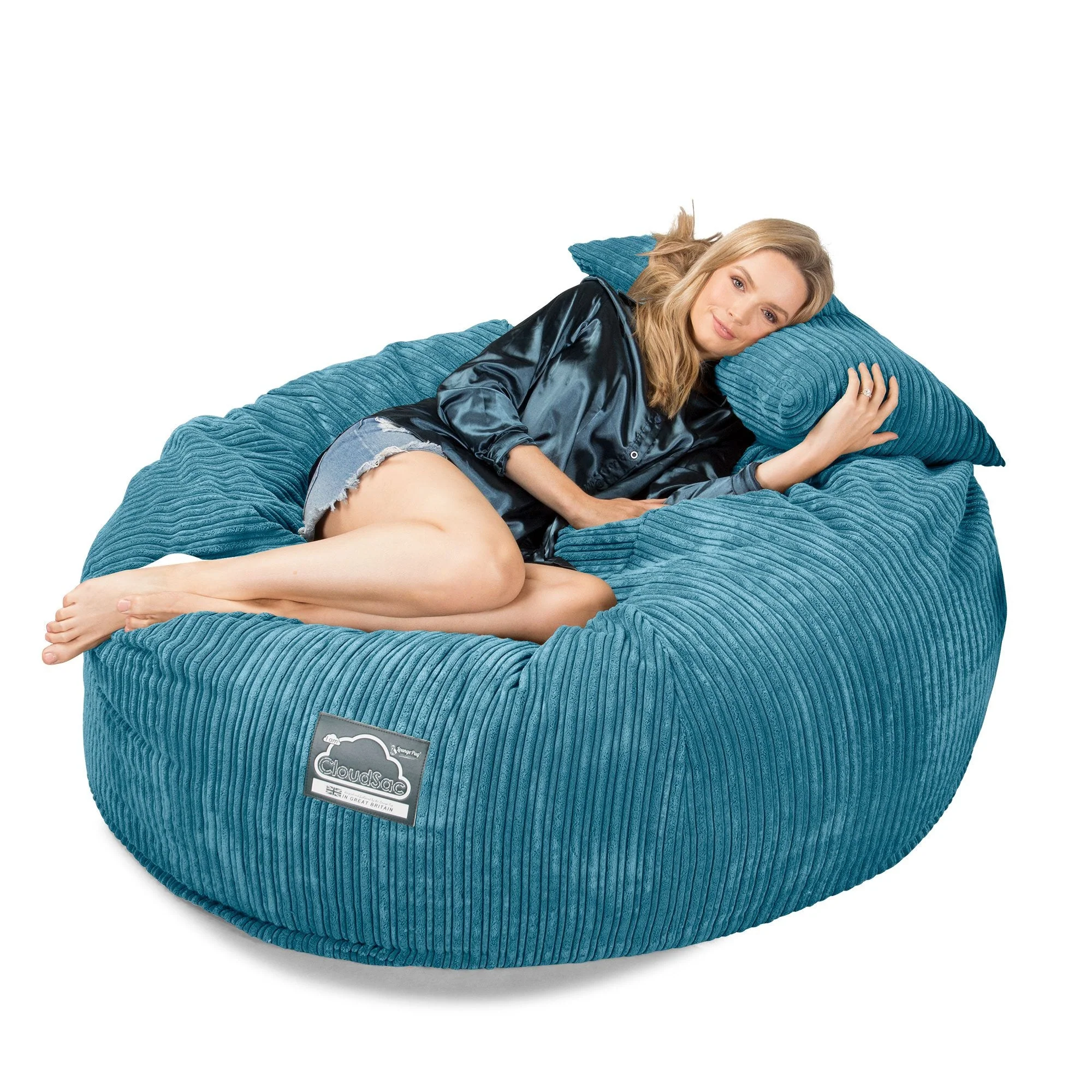 CloudSac 1010 Riesen Memory-Schaum XXL Sitzsacksofa - Cord Türkis - Image 2