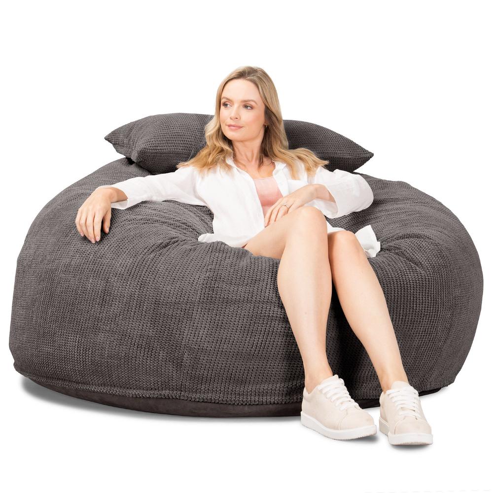 CloudSac 1010 Riesen Memory-Schaum XXL Sitzsacksofa - Pom-Pom Anthrazit - Image 3