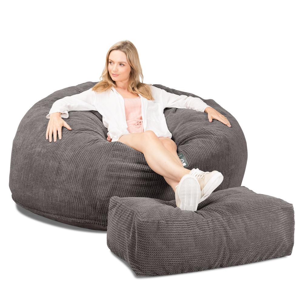 CloudSac 1010 Riesen Memory-Schaum XXL Sitzsacksofa - Pom-Pom Anthrazit - Image 4