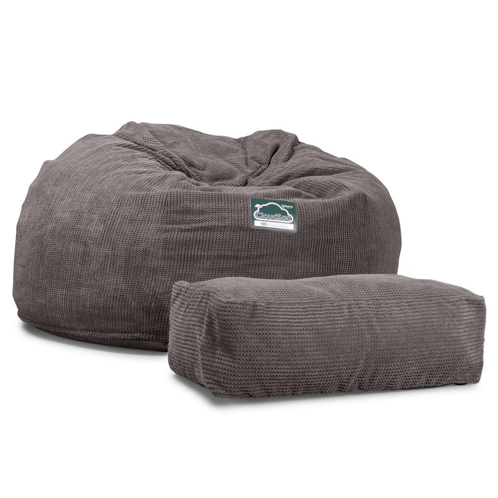 CloudSac 1010 Riesen Memory-Schaum XXL Sitzsacksofa - Pom-Pom Anthrazit - Image 6