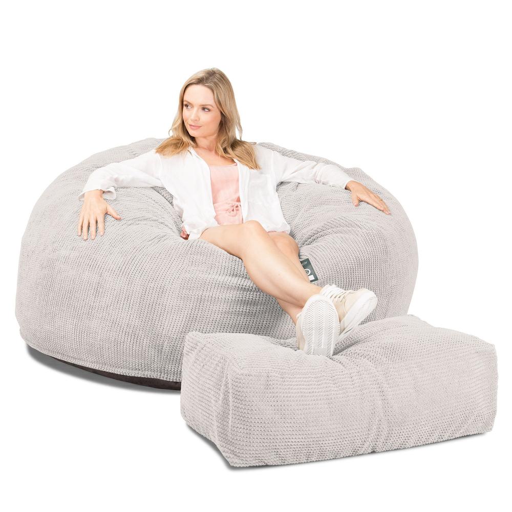 CloudSac 1010 Riesen Memory-Schaum XXL Sitzsacksofa - Pom-Pom Creme - Image 4