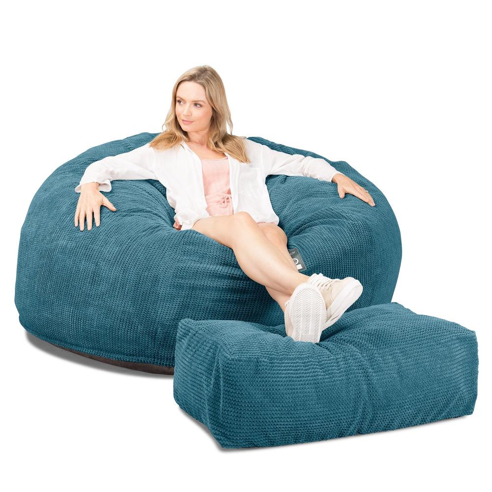 CloudSac 1010 Riesen Memory-Schaum XXL Sitzsacksofa - Pom-Pom Türkis - Image 4