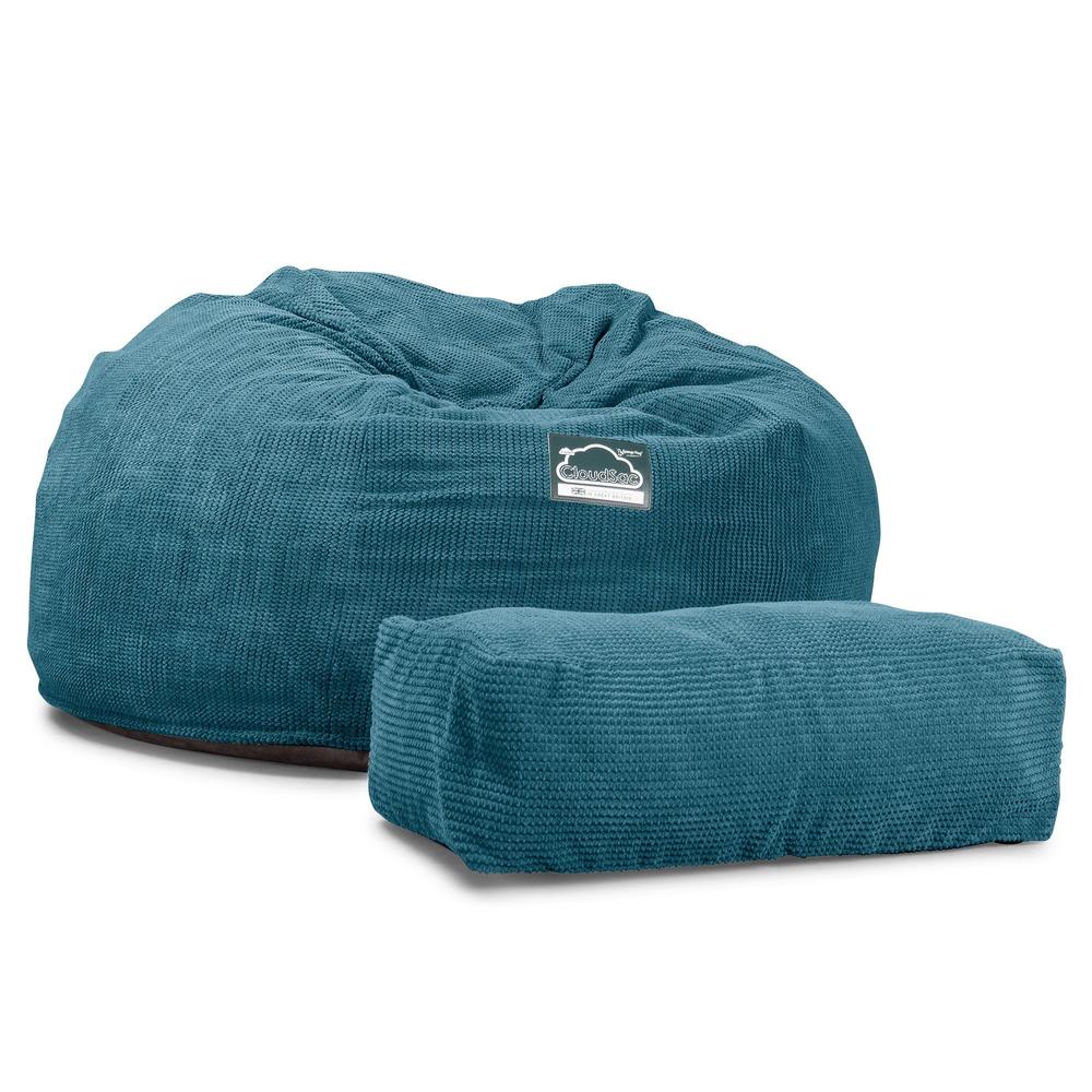 CloudSac 1010 Riesen Memory-Schaum XXL Sitzsacksofa - Pom-Pom Türkis - Image 6