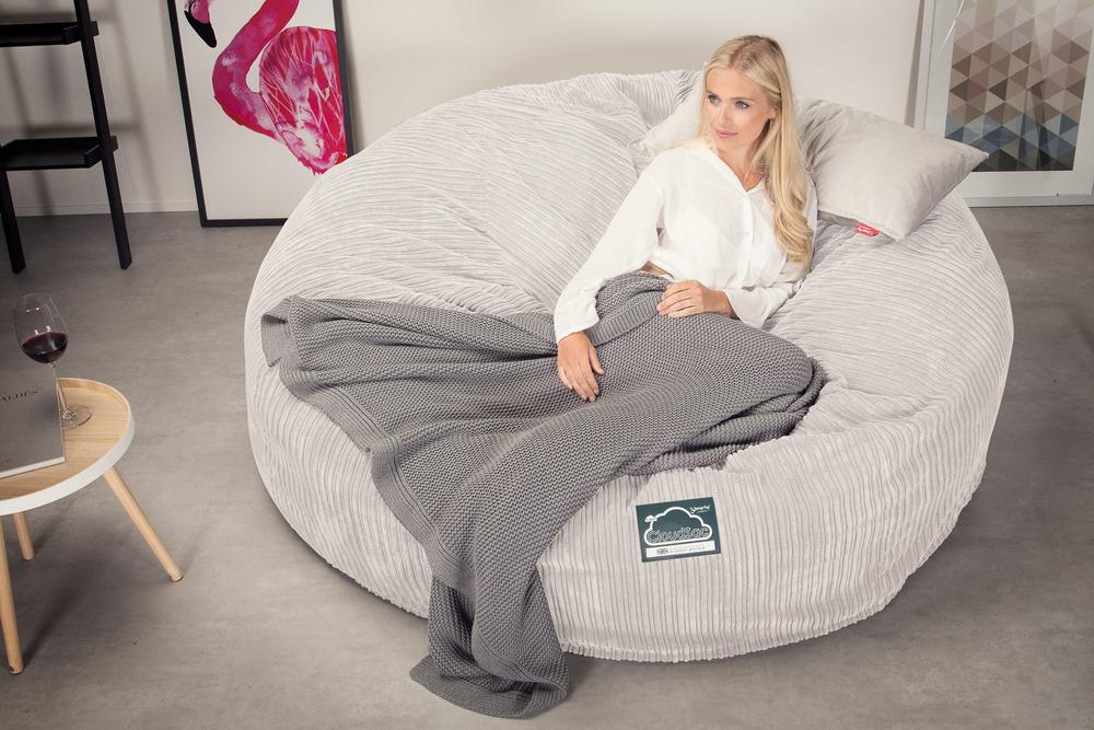 CloudSac 3000 XXL Kingsize Memory-Schaum Sitzsacksofa - Cord Elfenbein - Image 2