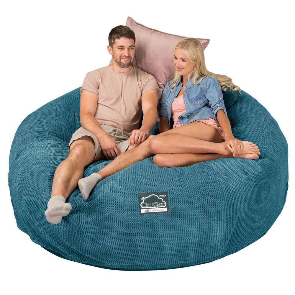 CloudSac 3000 XXL Kingsize Memory-Schaum Sitzsacksofa - Pom-Pom Türkis - Image 4