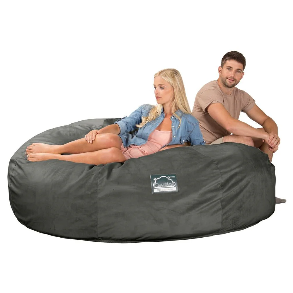 CloudSac 3000 XXL Kingsize Memory-Schaum Sitzsacksofa - Samt Schiefergrau - Image 3