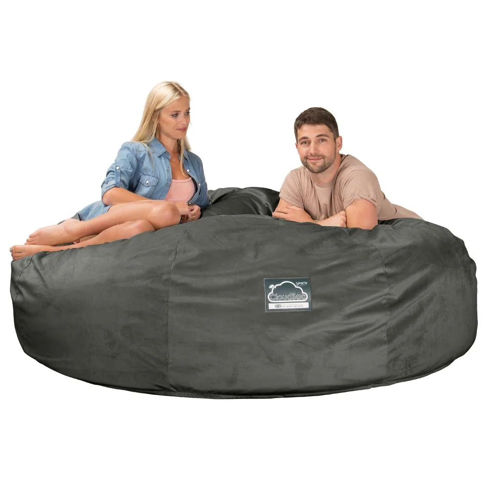 CloudSac 3000 XXL Kingsize Memory-Schaum Sitzsacksofa - Samt Schiefergrau - Image 4