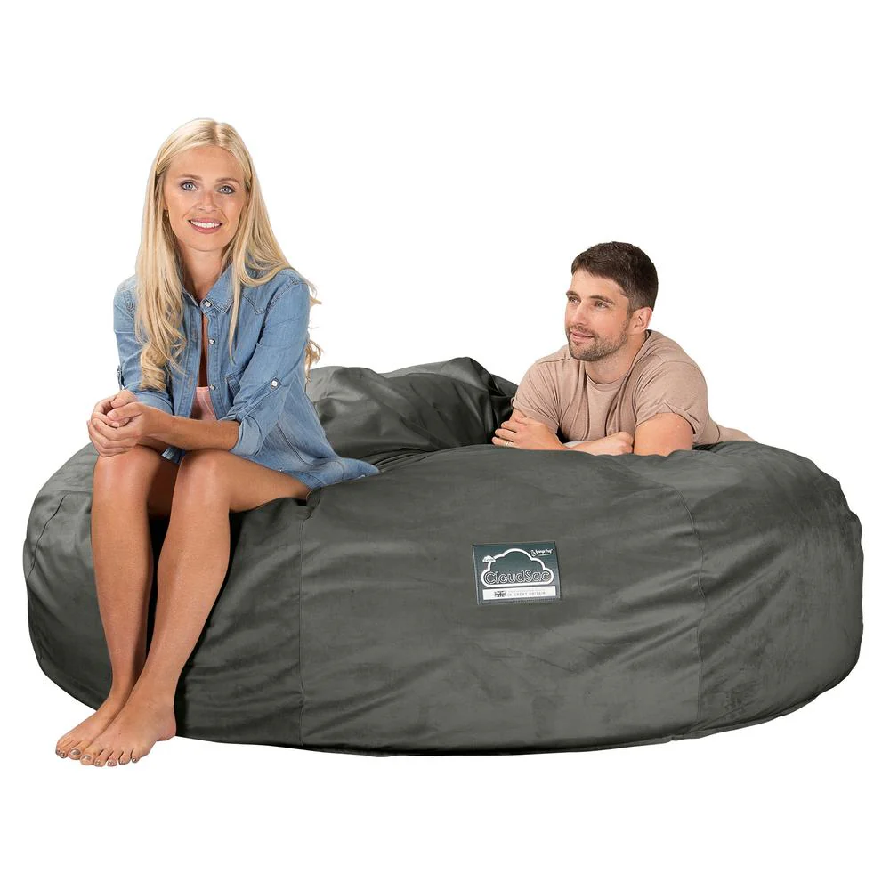 CloudSac 3000 XXL Kingsize Memory-Schaum Sitzsacksofa - Samt Schiefergrau - Image 5