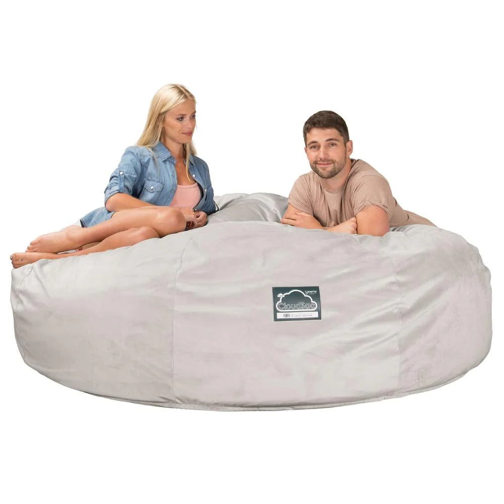 CloudSac 3000 XXL Kingsize Memory-Schaum Sitzsacksofa - Samt Silber - Image 3