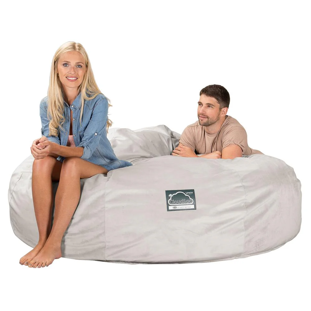 CloudSac 3000 XXL Kingsize Memory-Schaum Sitzsacksofa - Samt Silber - Image 4