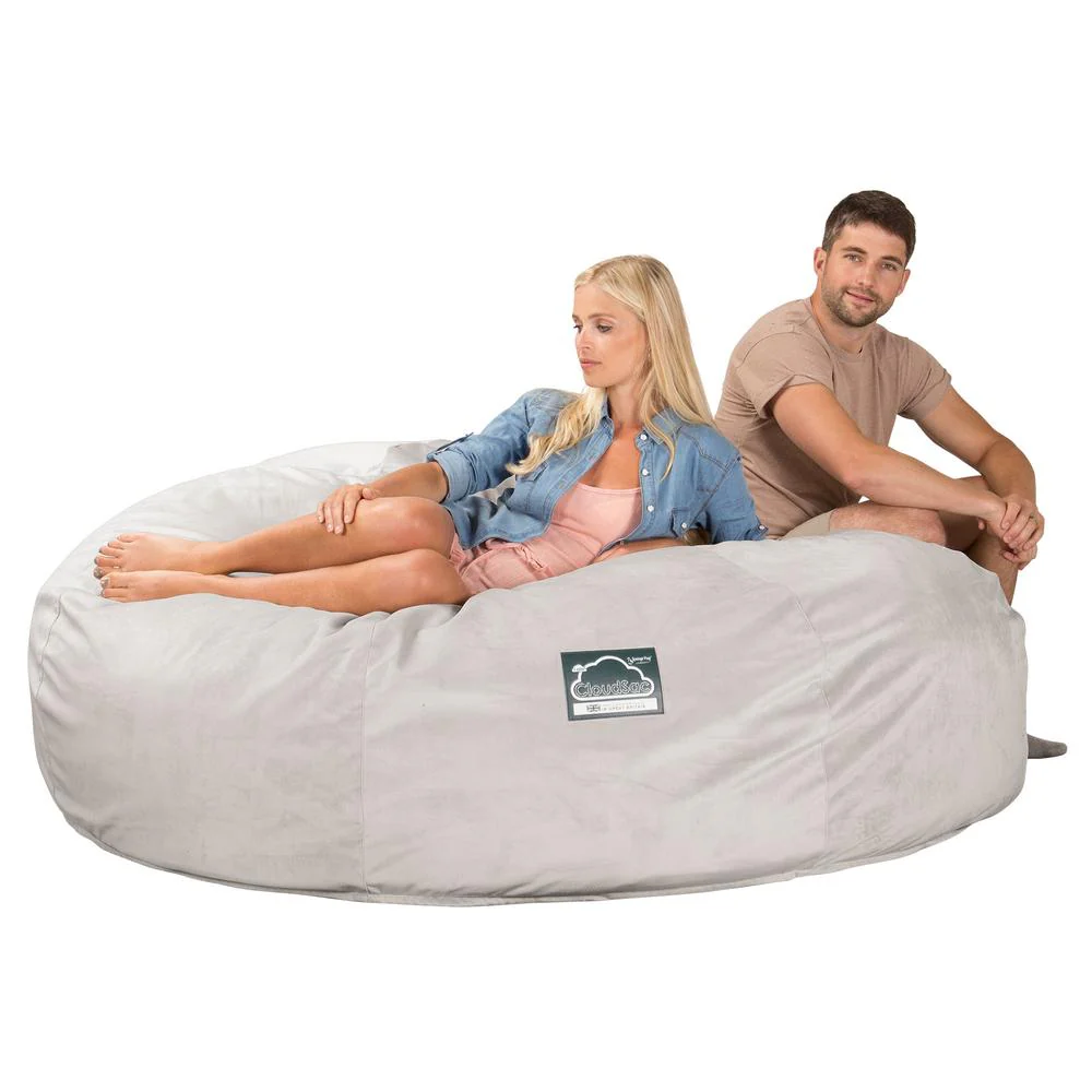 CloudSac 3000 XXL Kingsize Memory-Schaum Sitzsacksofa - Samt Silber - Image 5