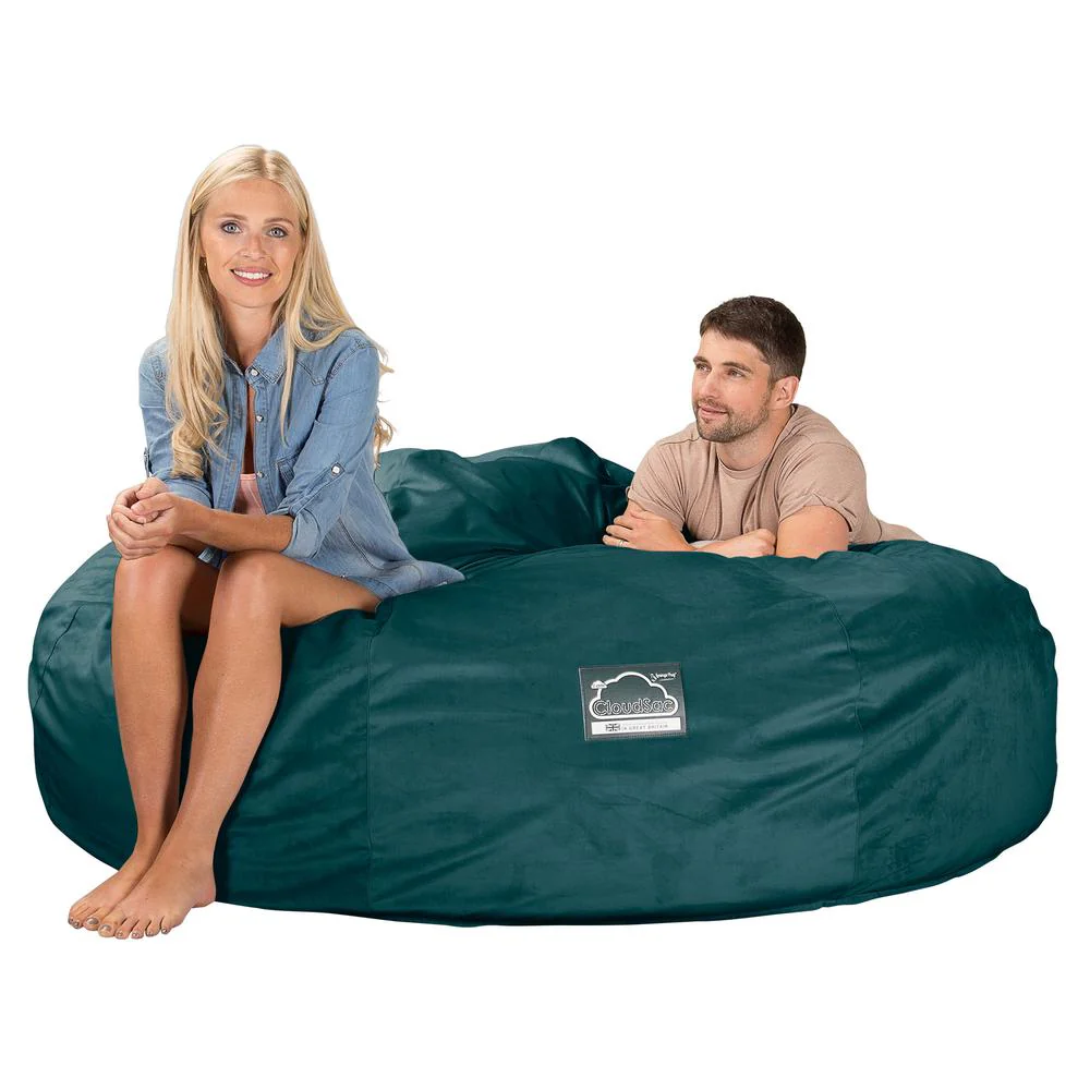 CloudSac 3000 XXL Kingsize Memory-Schaum Sitzsacksofa - Samt Türkis - Image 4