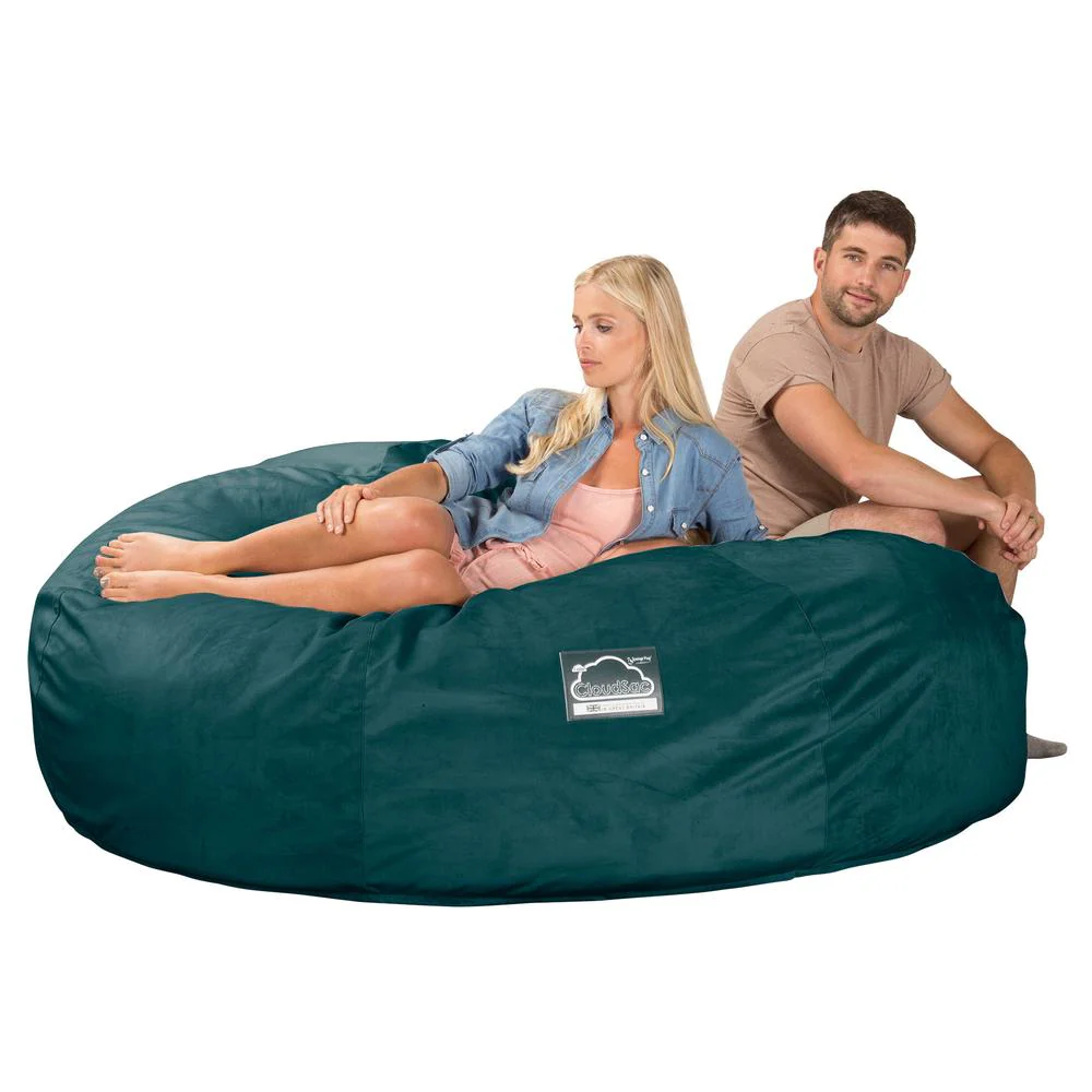 CloudSac 3000 XXL Kingsize Memory-Schaum Sitzsacksofa - Samt Türkis - Image 5