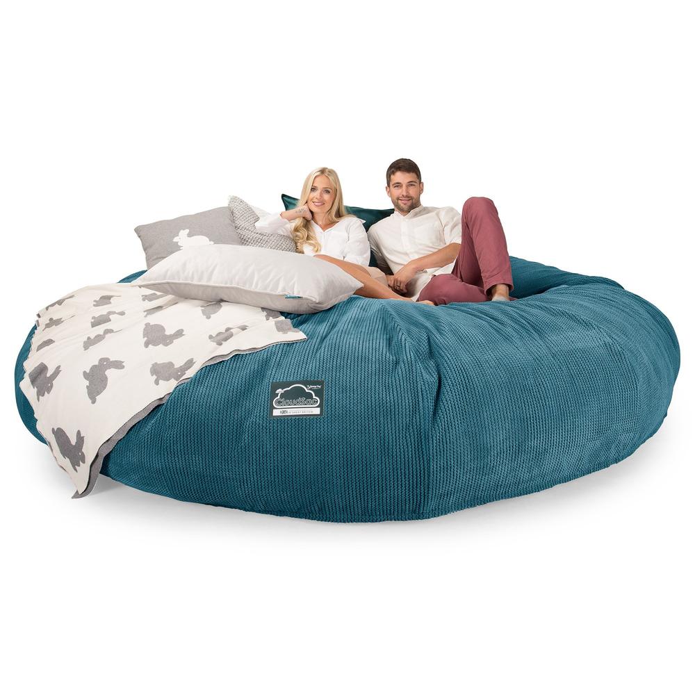CloudSac 5000 XXXXXL Gigantischer Memory-Schaum Sitzsacksofa - Pom-Pom Türkis - Image 3