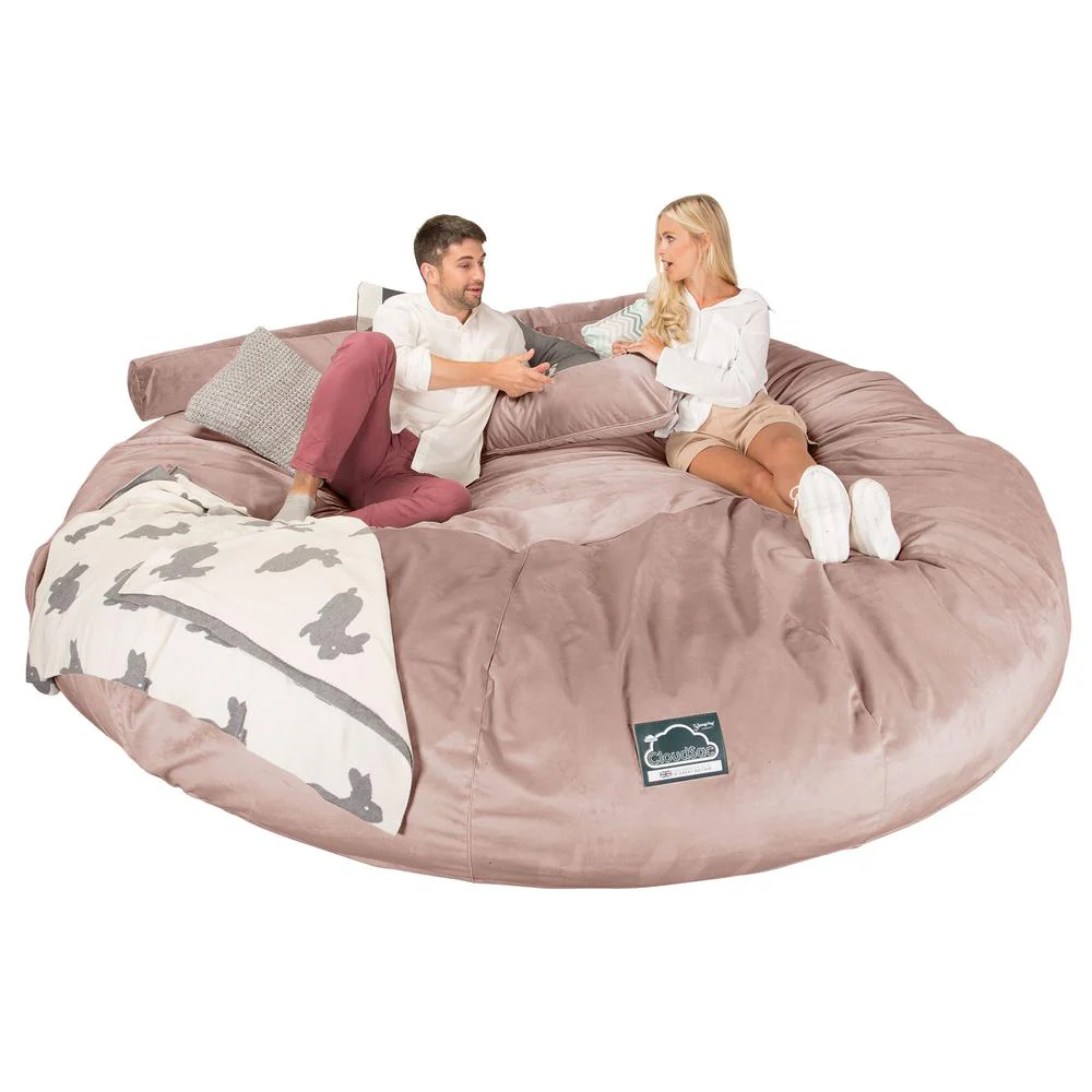 CloudSac 5000 XXXXXL Gigantischer Memory-Schaum Sitzsacksofa - Samt Pink - Image 3