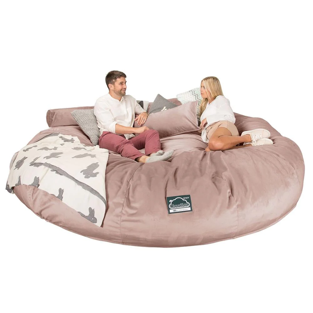 CloudSac 5000 XXXXXL Gigantischer Memory-Schaum Sitzsacksofa - Samt Pink - Image 4