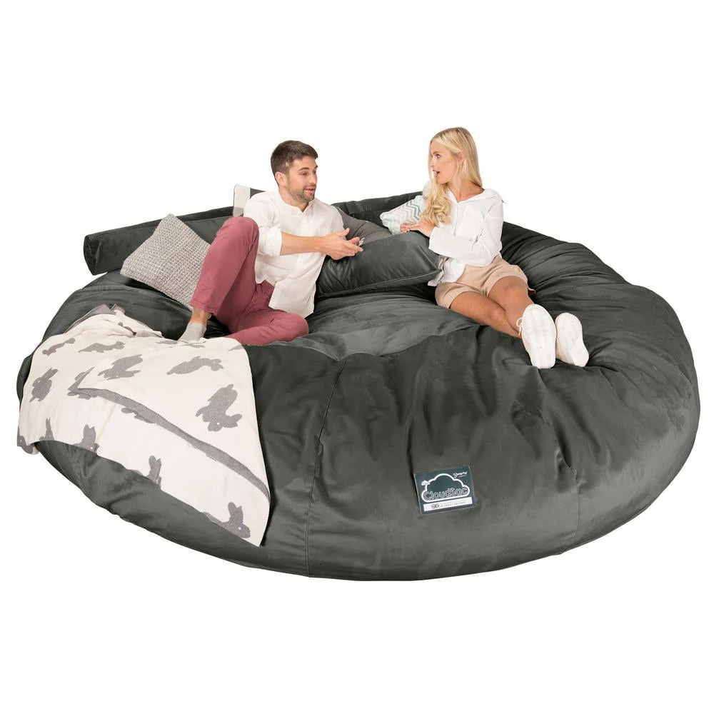 CloudSac 5000 XXXXXL Gigantischer Memory-Schaum Sitzsacksofa - Samt Schiefergrau - Image 3