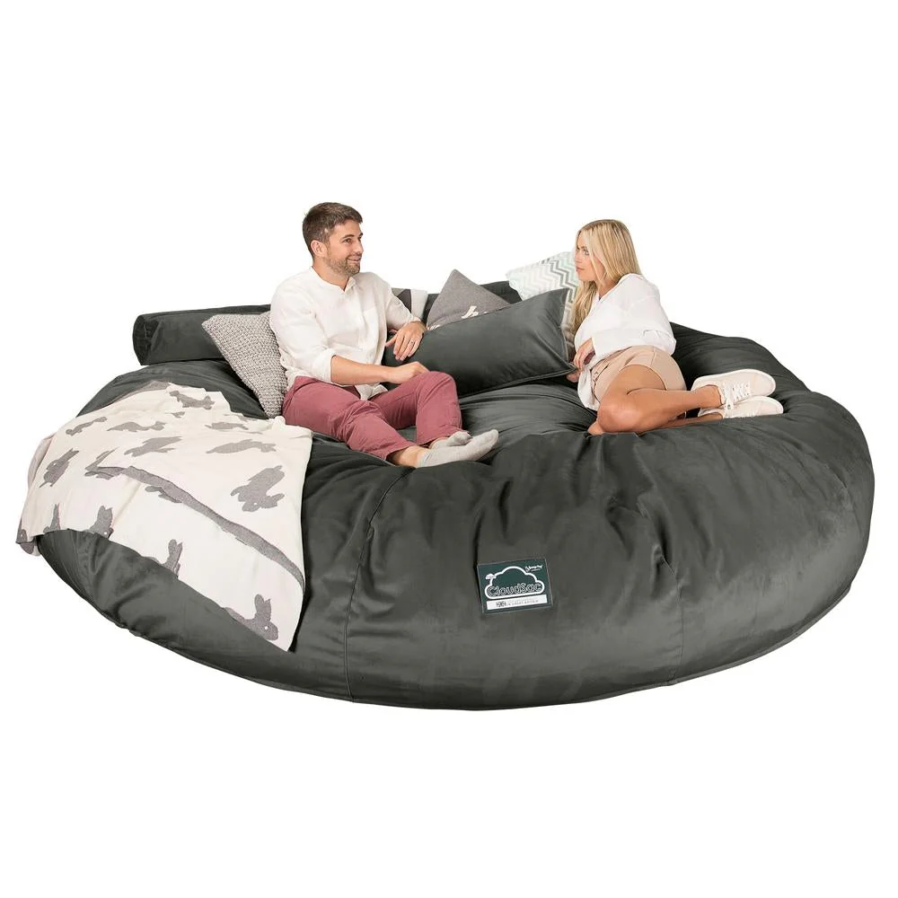 CloudSac 5000 XXXXXL Gigantischer Memory-Schaum Sitzsacksofa - Samt Schiefergrau - Image 4