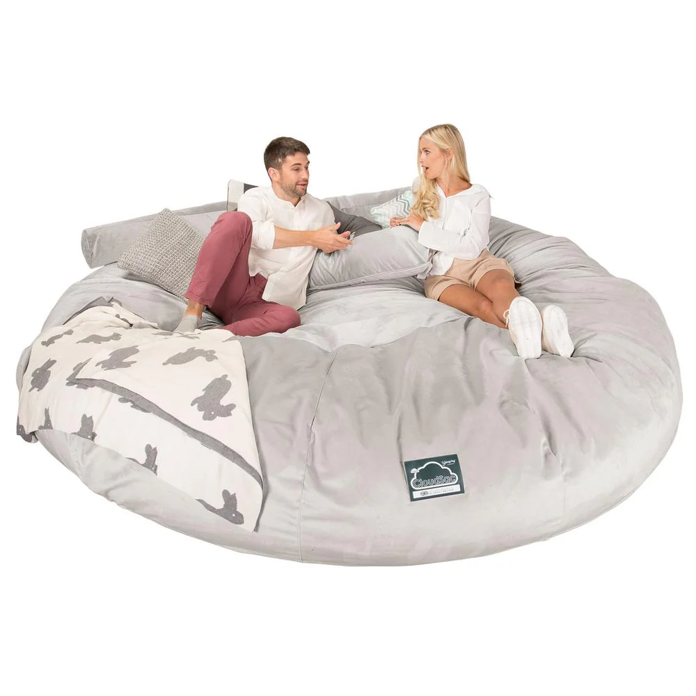 CloudSac 5000 XXXXXL Gigantischer Memory-Schaum Sitzsacksofa - Samt Silber - Image 3