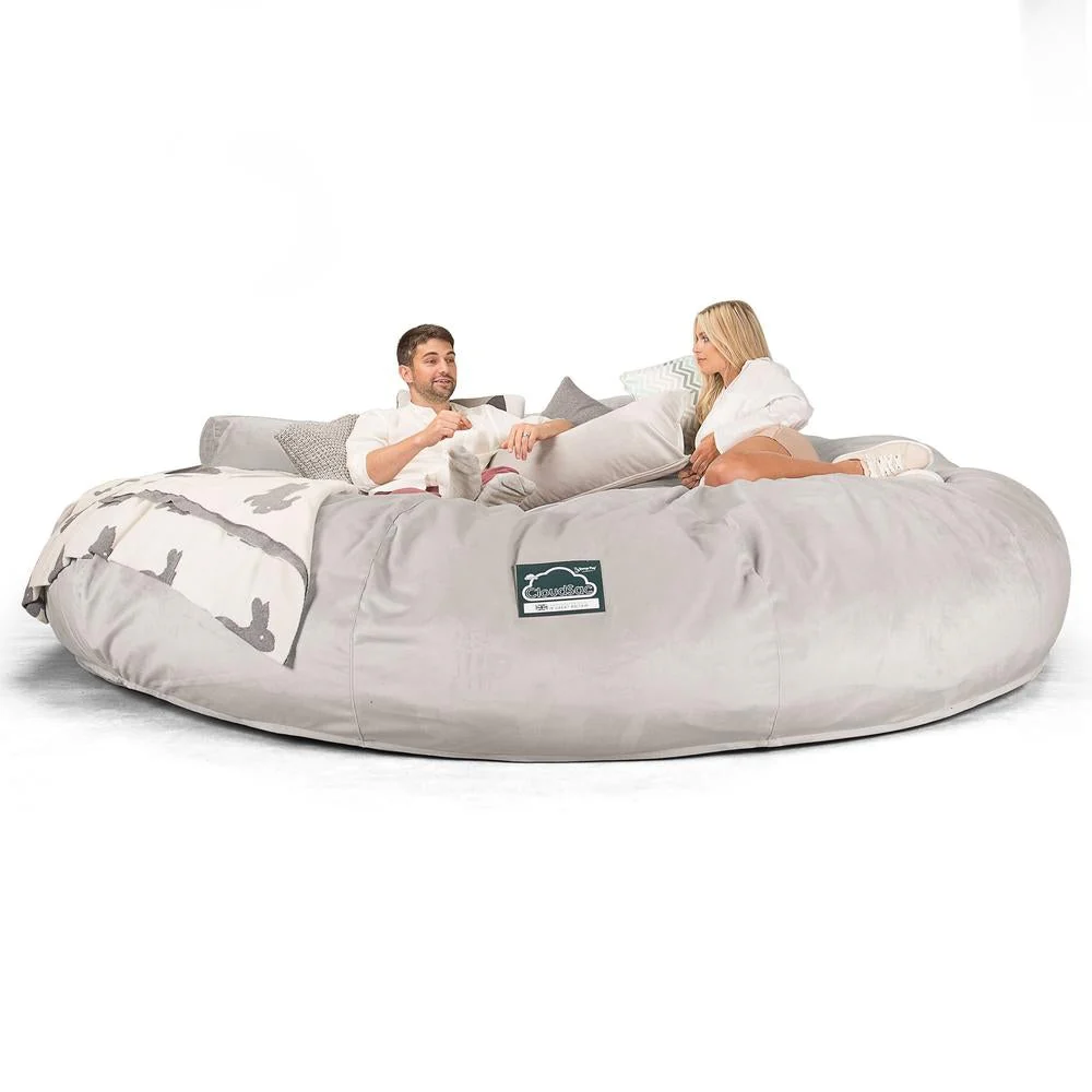 CloudSac 5000 XXXXXL Gigantischer Memory-Schaum Sitzsacksofa - Samt Silber - Image 5