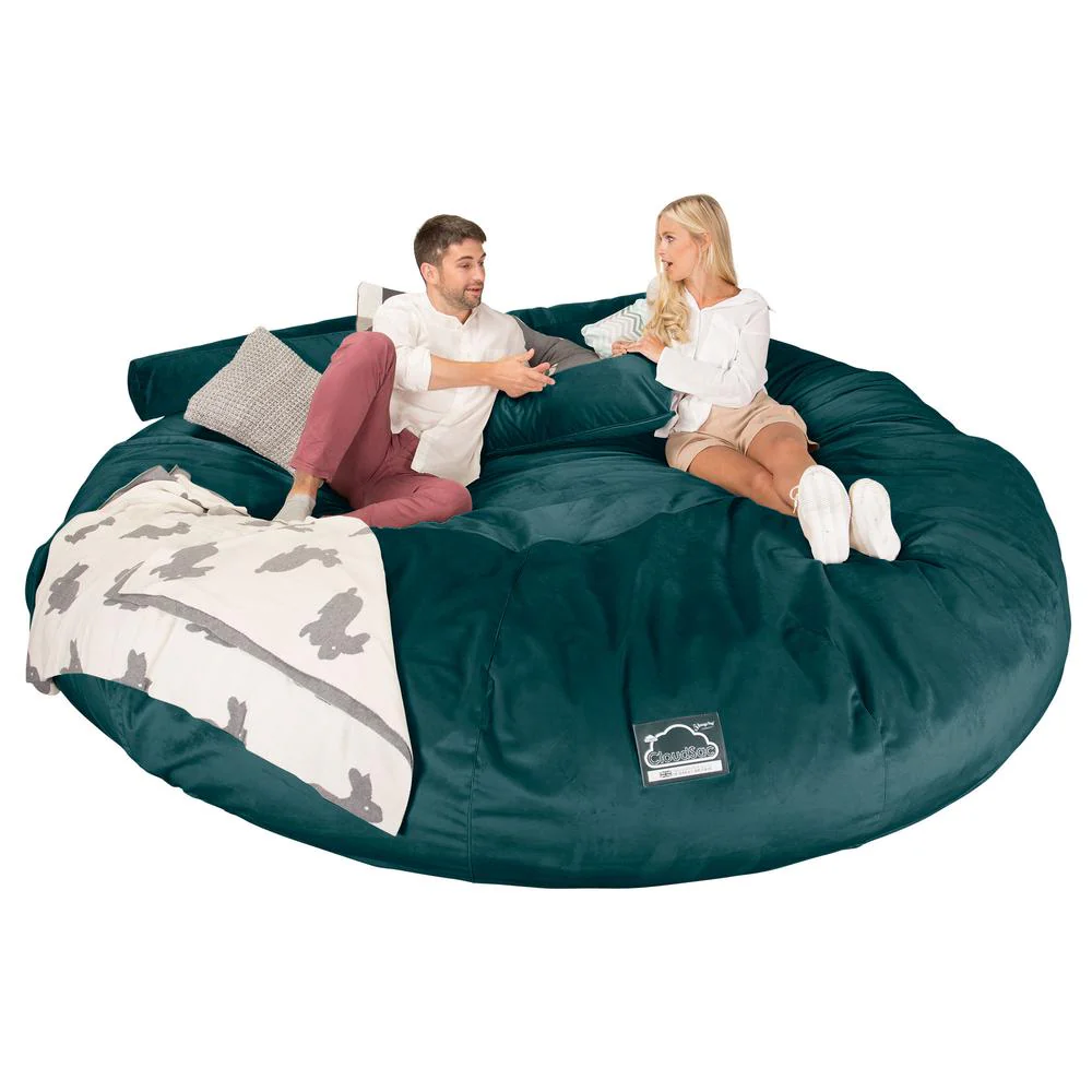 CloudSac 5000 XXXXXL Gigantischer Memory-Schaum Sitzsacksofa - Samt Türkis - Image 3