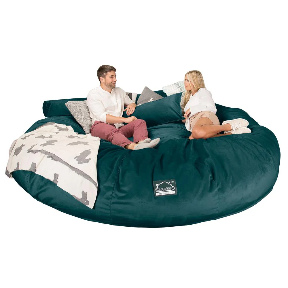 CloudSac 5000 XXXXXL Gigantischer Memory-Schaum Sitzsacksofa - Samt Türkis - Image 4
