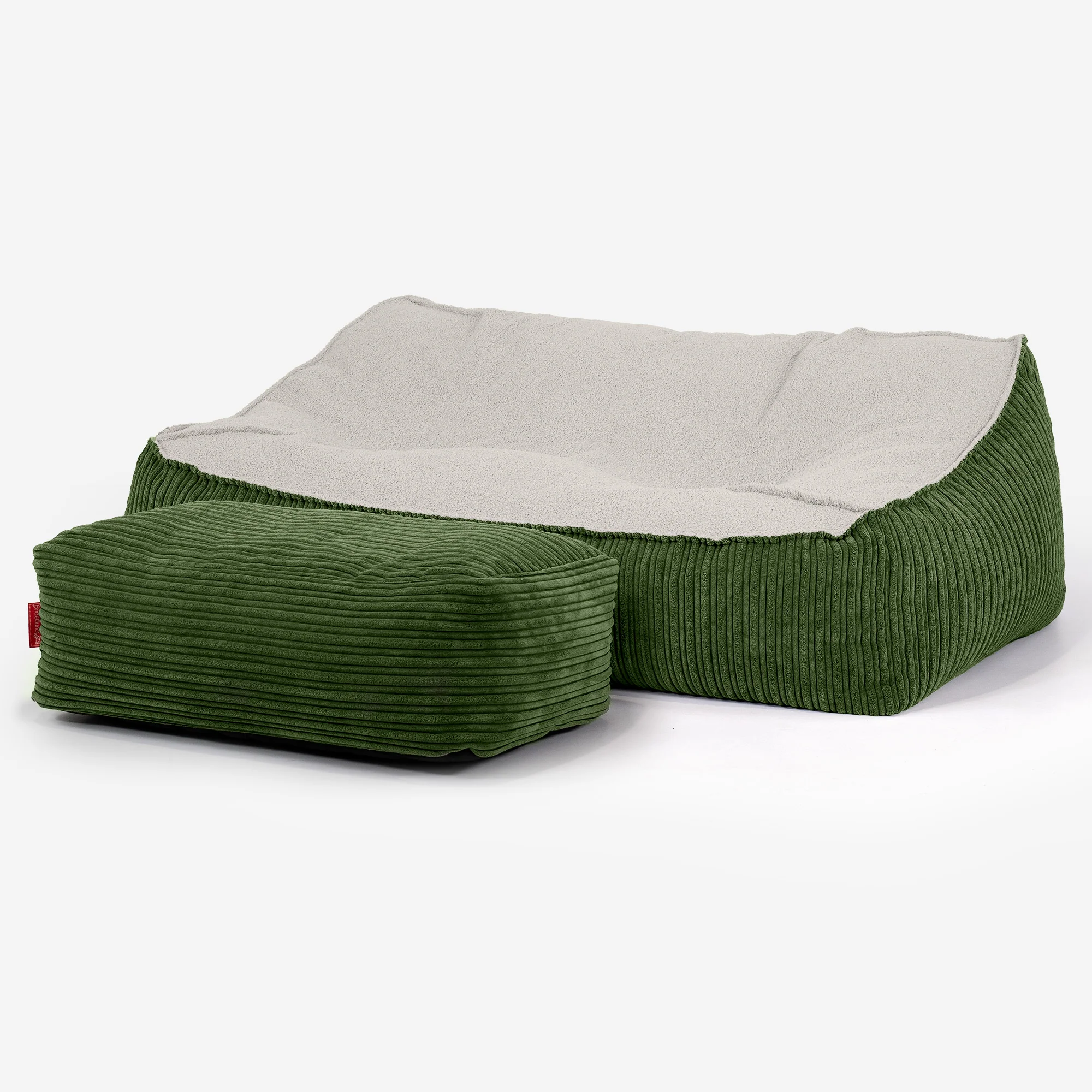 Das Slouchy Sitzsack Sofa - Bouclé & Cord Nadelwaldgrün - Image 3