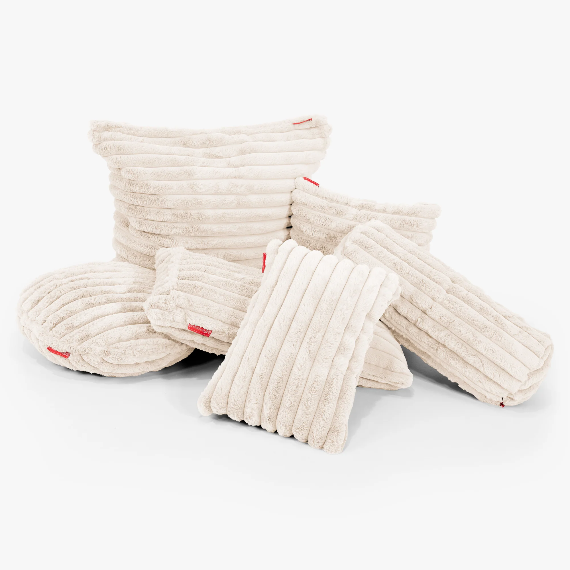 Dekokissen / Sofa Kissenbezug Rund 50cm - Ultra Plüsch Cord Creme - Image 2