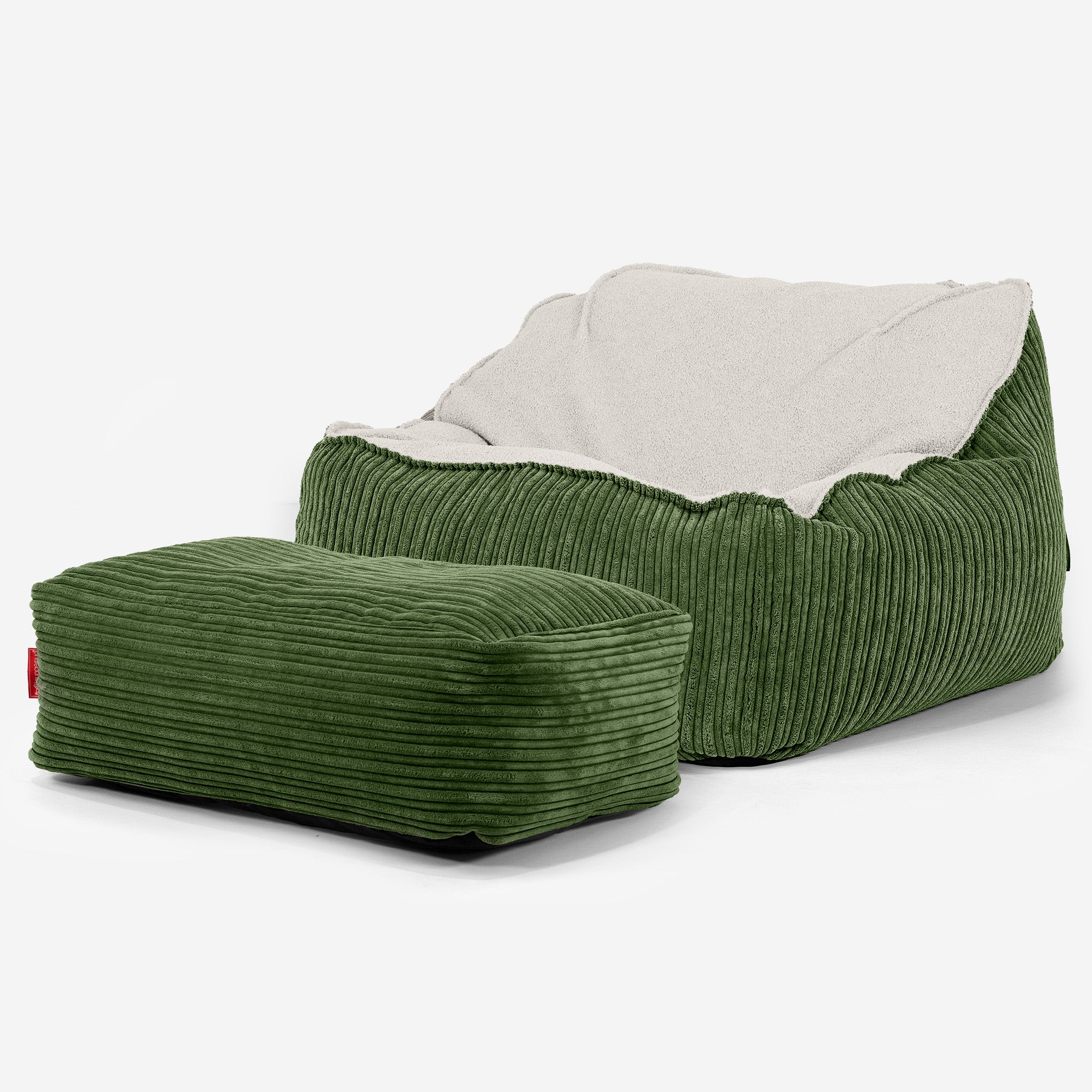 Der Slouchy Sitzsack Sessel - Bouclé & Cord Nadelwaldgrün - Image 3