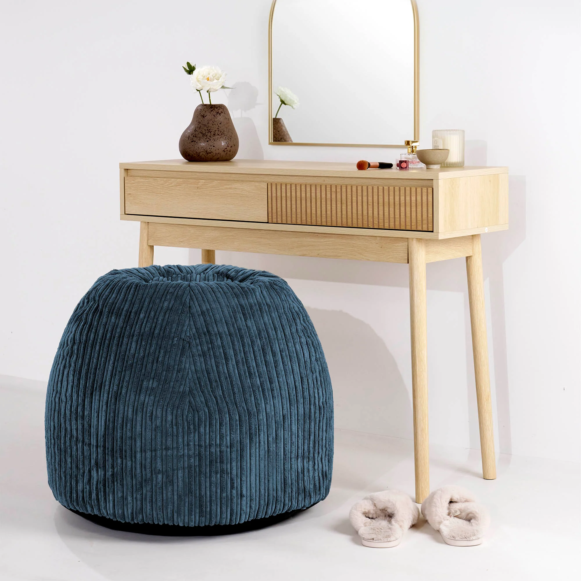Schminktisch-Pouf-Hocker - Cord Marineblau - Image 2