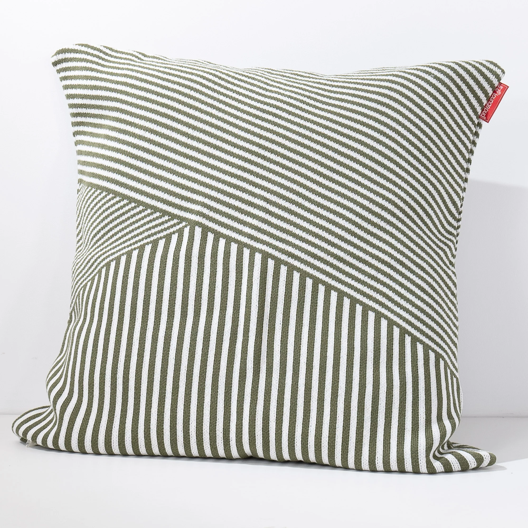 Extra Große Dekokissen / Sofa Kissenbezug 70 x 70cm - Gestrickte Streifen Grün - Image 2