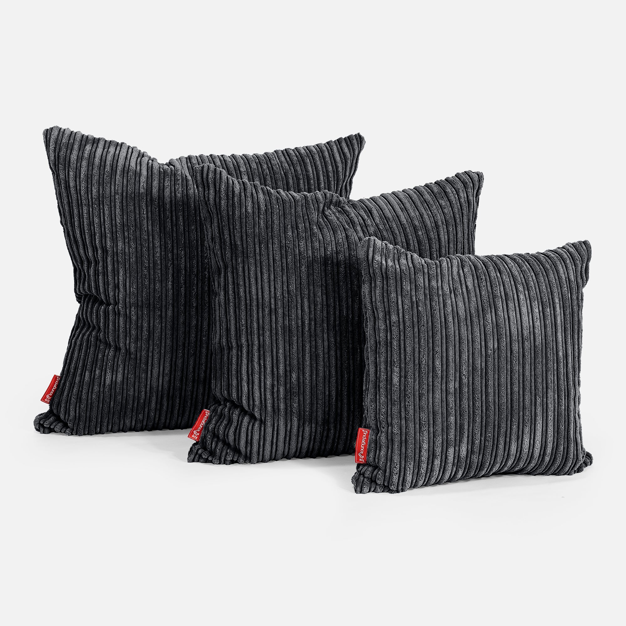 Extra Große Dekokissen / Sofa Kissenbezug 70 x 70cm - Cord Schwarz - Image 2