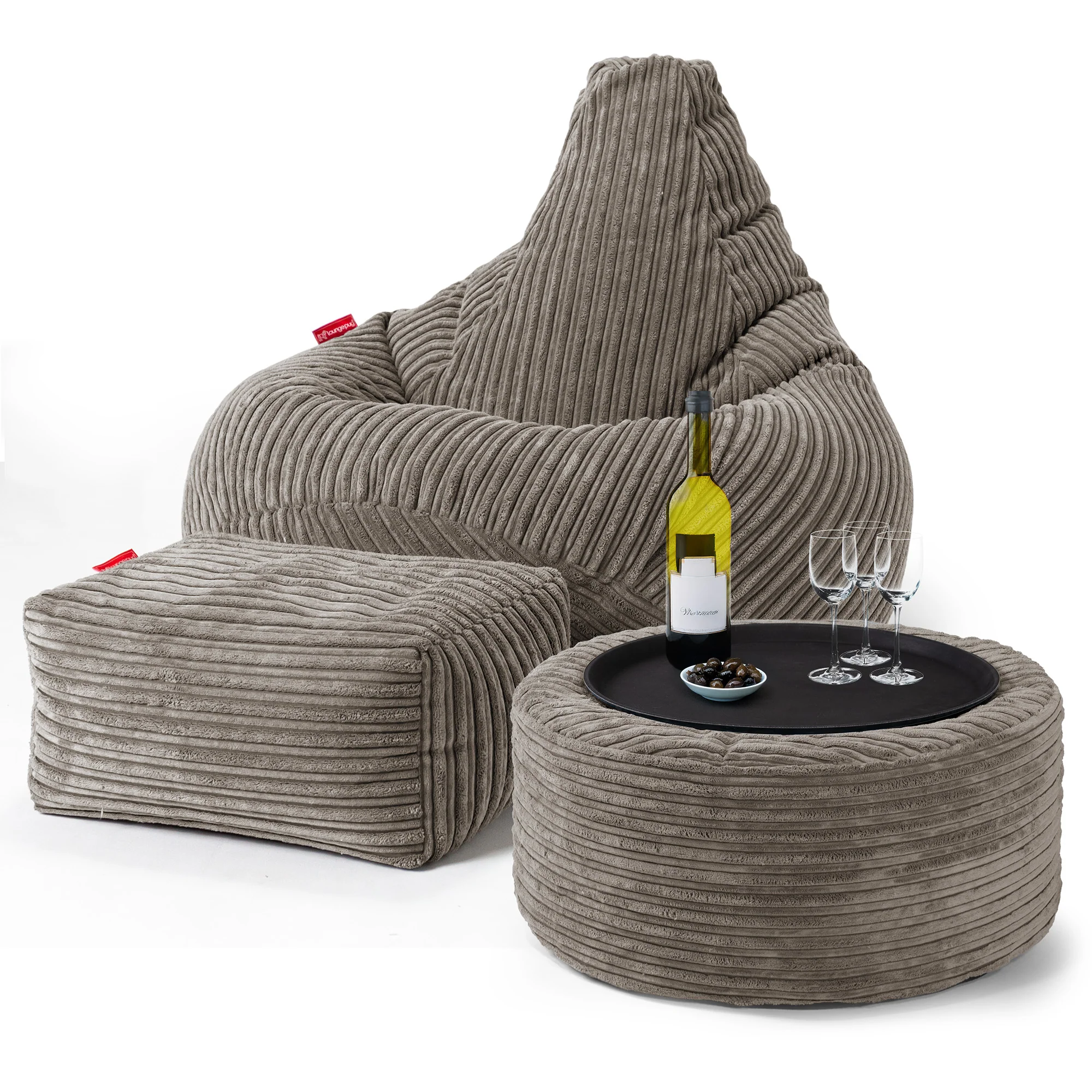 Gaming Sitzsack Sessel - Cord Beigegrau - Image 3