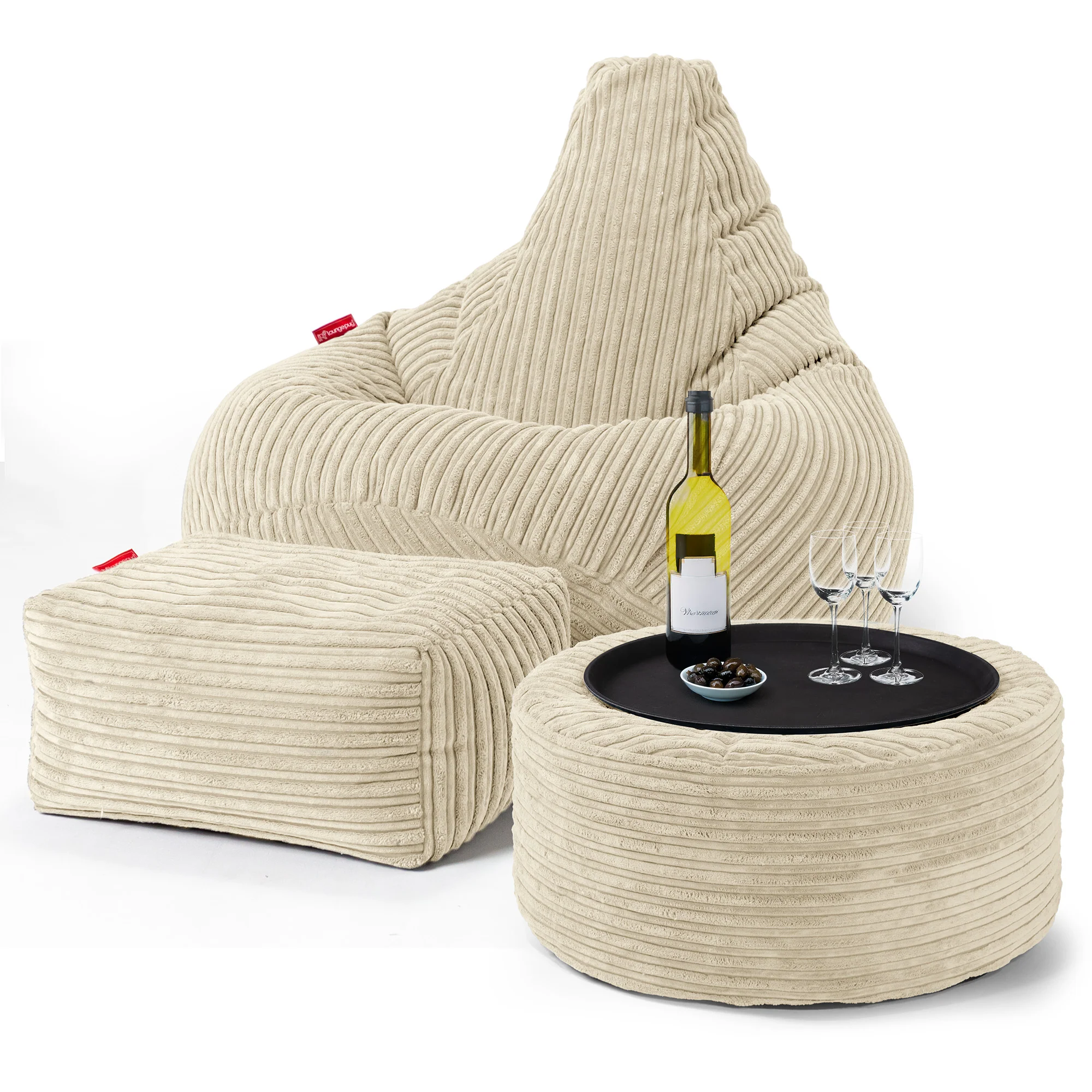 Gaming Sitzsack Sessel - Cord Creme - Image 3