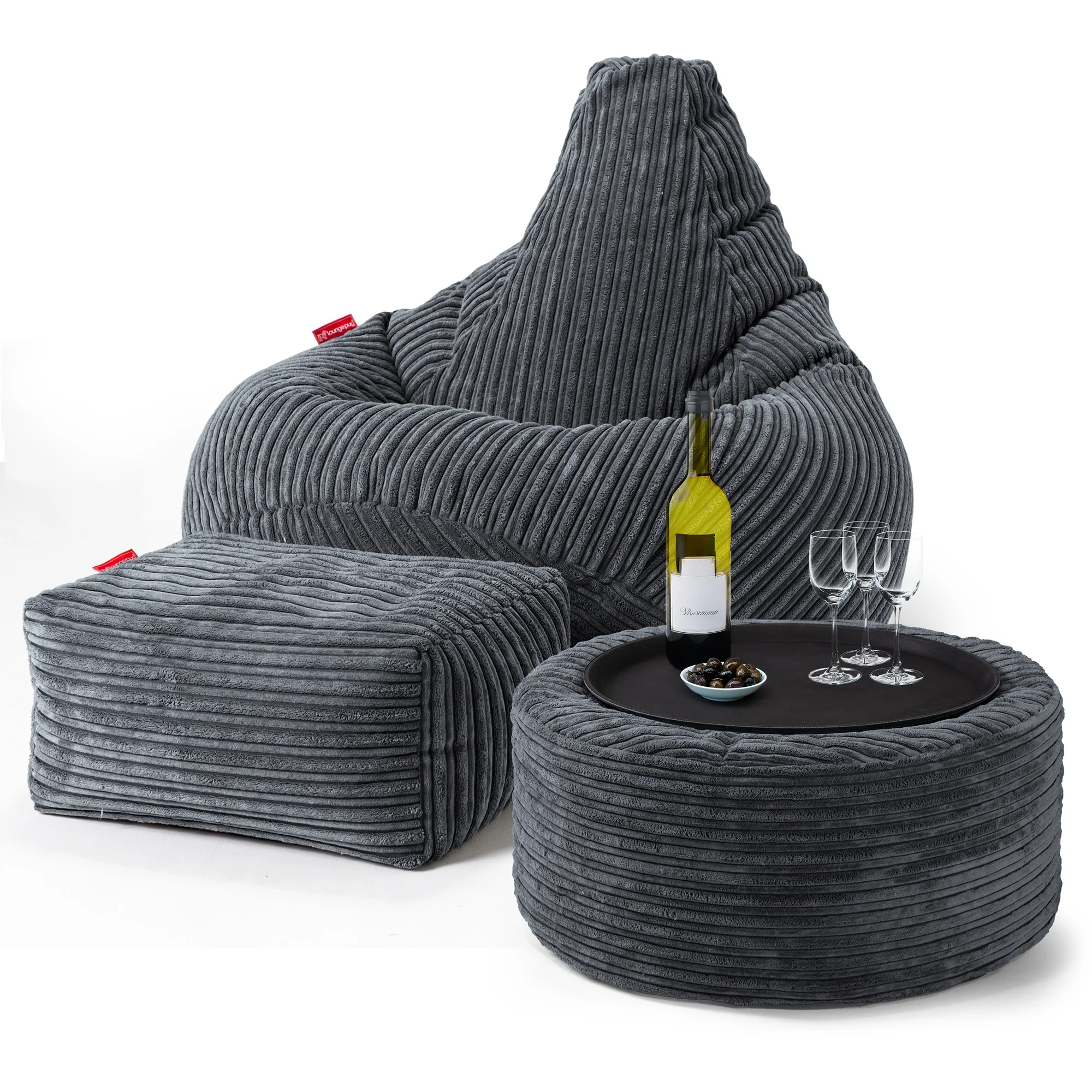 Gaming Sitzsack Sessel - Cord Schiefergrau - Image 3