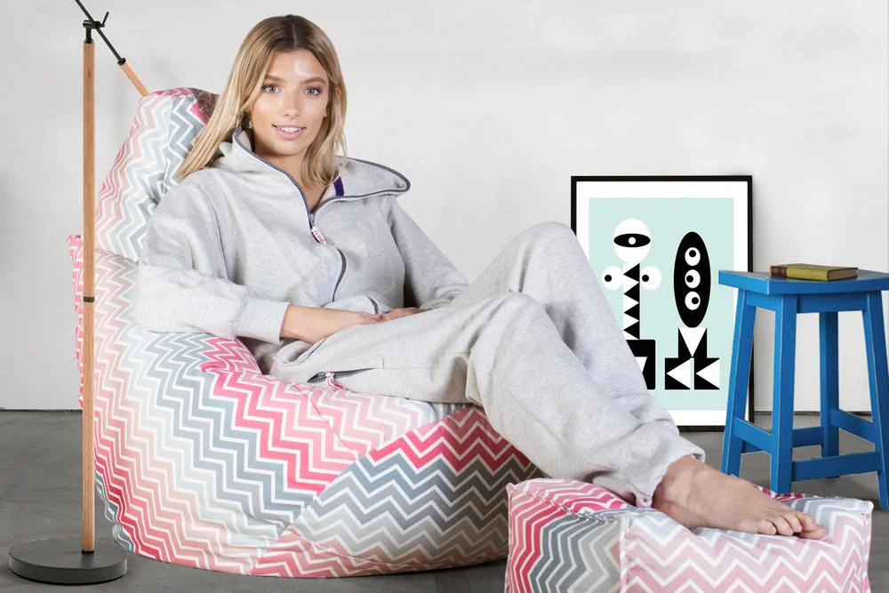 Gaming Sitzsack Sessel - Geometrische Druck Chevron Pink - Image 2