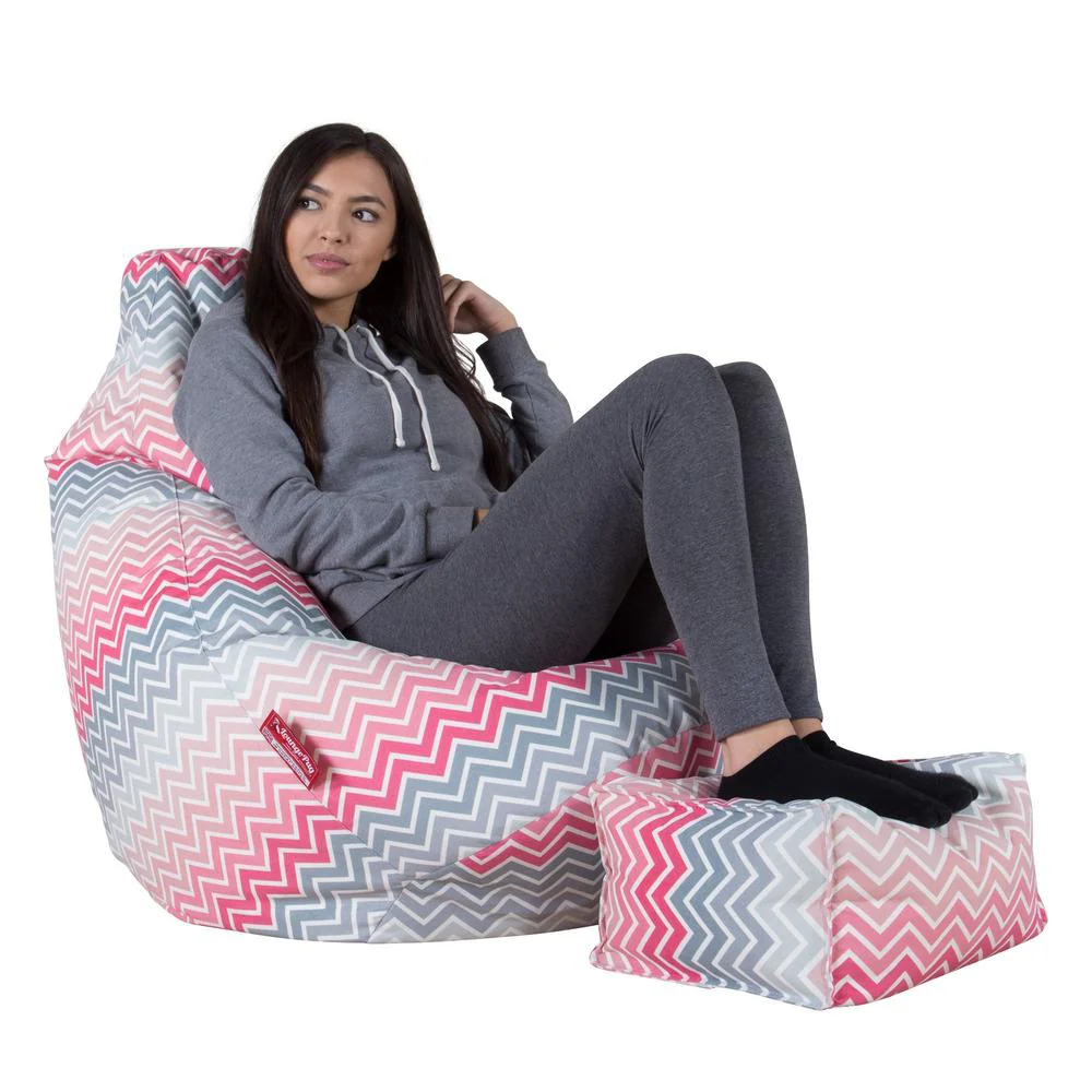 Gaming Sitzsack Sessel - Geometrische Druck Chevron Pink - Image 3