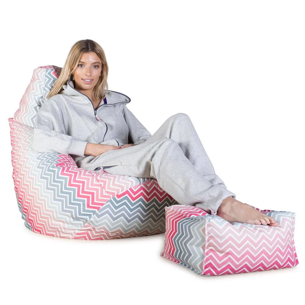Gaming Sitzsack Sessel - Geometrische Druck Chevron Pink - Image 4