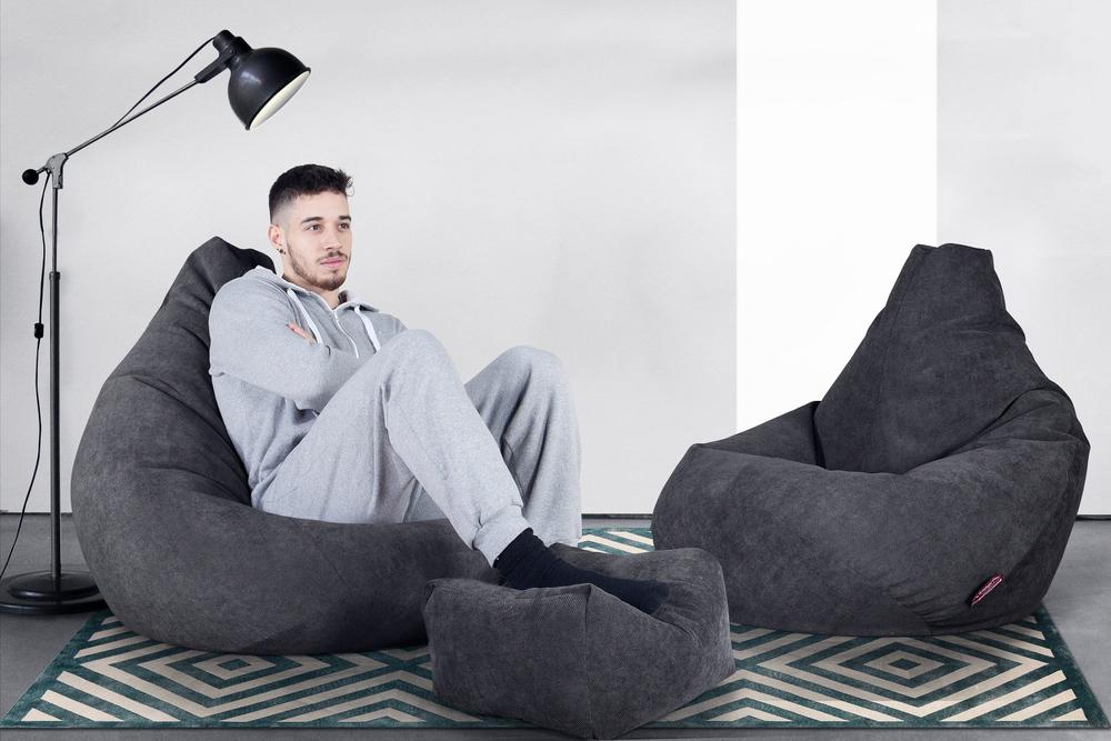 Gaming Sitzsack Sessel - Waffelgewebe Schiefergrau - Image 2