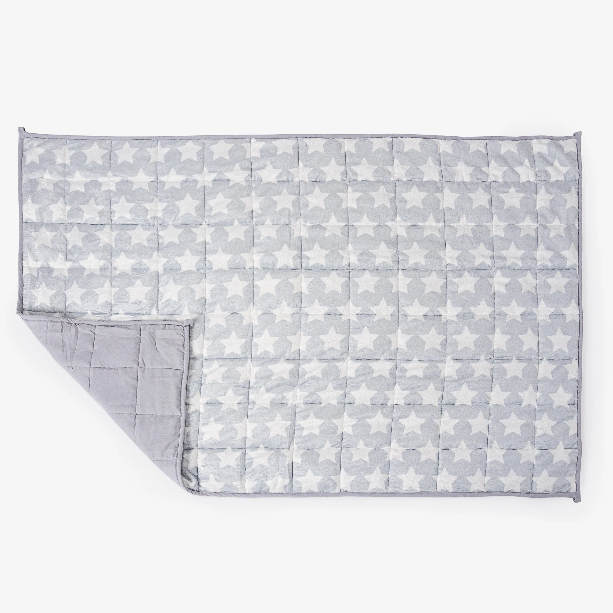 Gewichtsdecke für Kinder - Flanell-Fleece Grau Star - Image 3