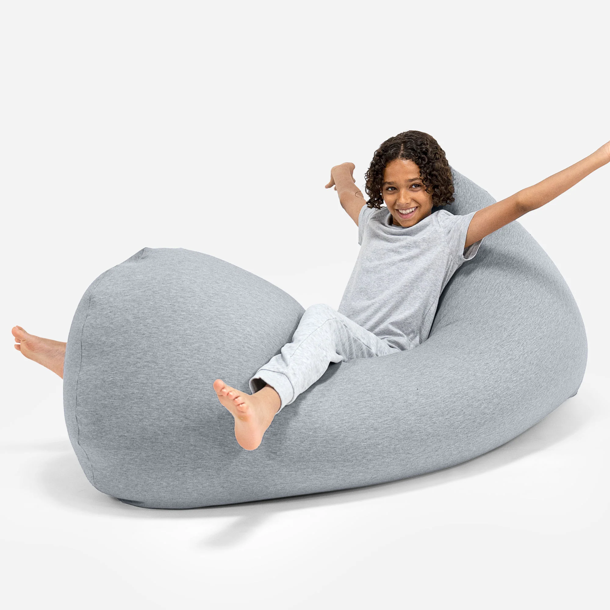 Grande XL Sitzsack - Elastische Baumwolle Hellgrau - Image 5