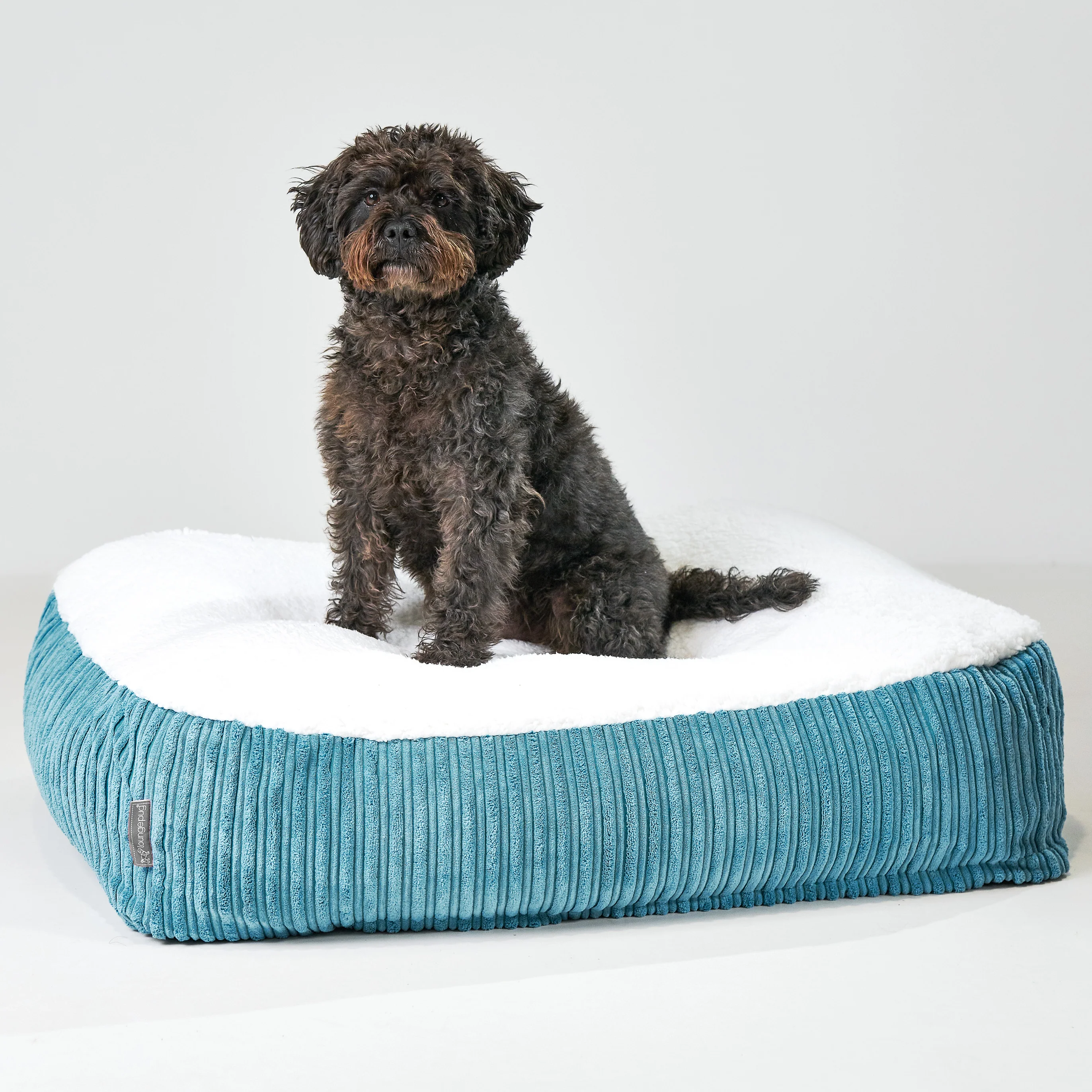 Großes Slouchy Hundebett - Sherpa & Cord Türkis - Image 6