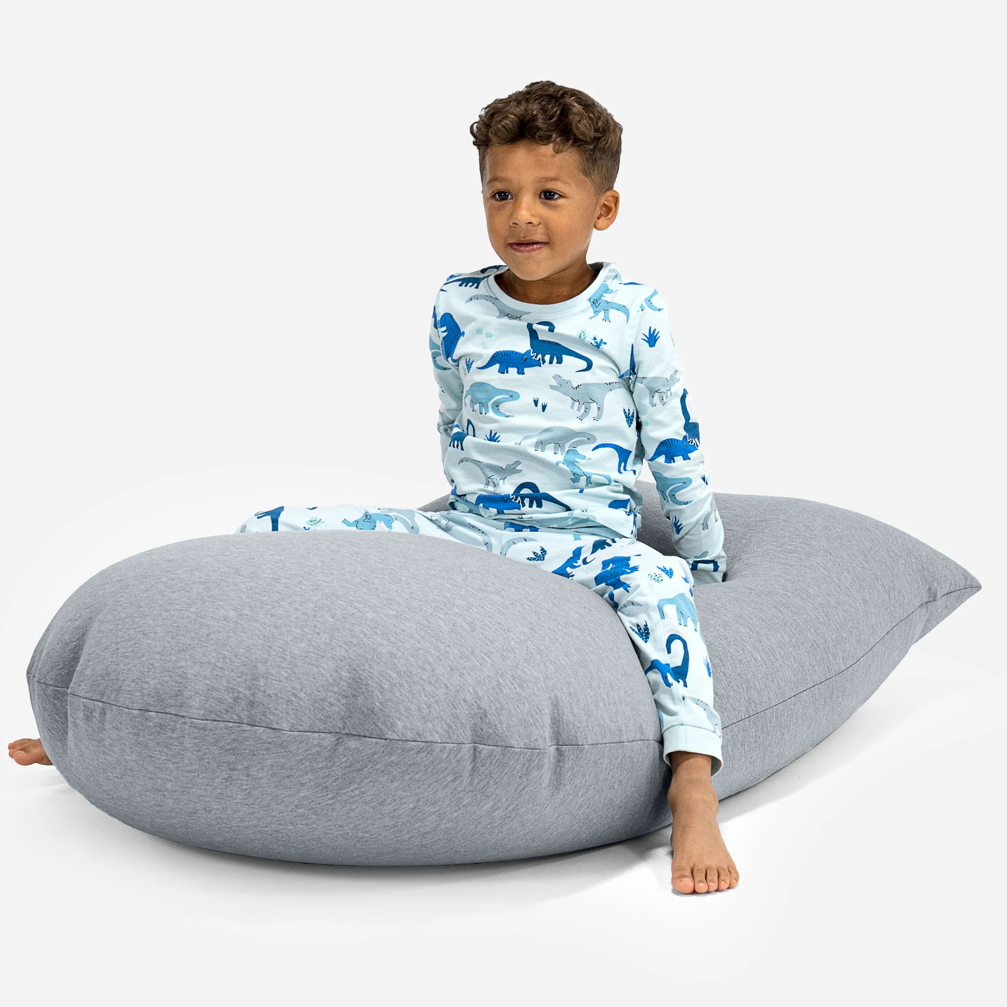 Großer Sitzsack für Kinder 2-6 Jahre - Elastische Baumwolle Hellgrau - Image 3